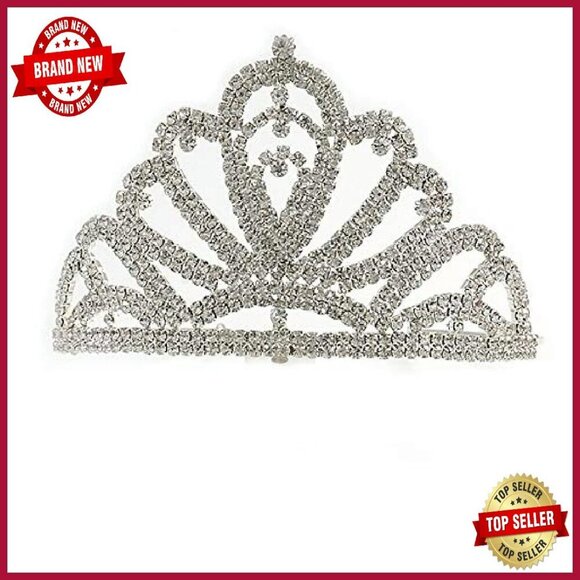 Rhodium Plated Austrian Crystal Tiara Bridal Prom Headband main image 8